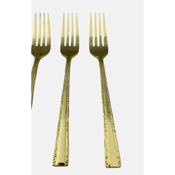 Towle Supreme Cutlery Japan TWS120-GOLD Gold Electroplate 4 Dinner Forks 7.25" - Picture 5 of 8